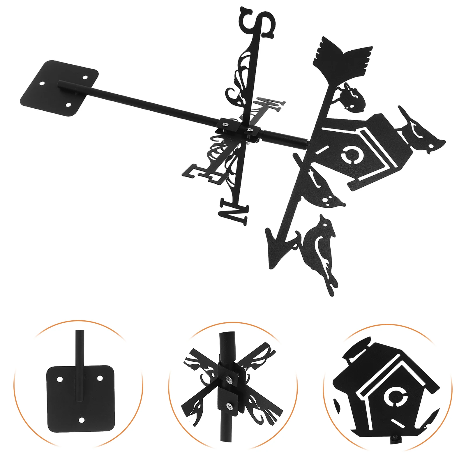 

Iron Wind Vane Bird Nest Decoration Garden Birdhouse Weathervane Metal Yard Decor Lawn Stakes Outdoor Roof Shed Gazebo Direction