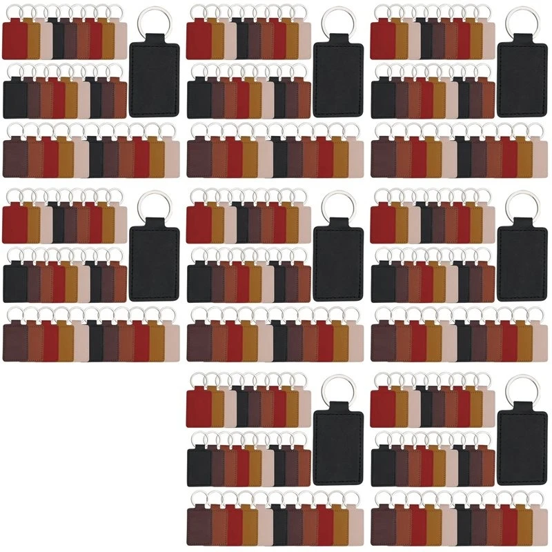 [AU03 Top !!] 240 Pcs Leather Key Fob Kit,Rectangular PU Leather Keychain Blanks With Keychain Rings,Engraving Keychain,DIY