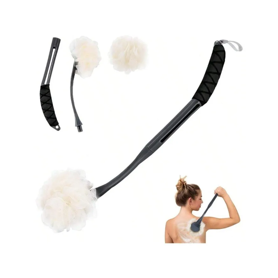 

【New style】XAPY Loofah On A Stick 20.5 Shower Onge Loofah Back Scrubber Eolian And Imved Skin Health Back Loofah For Shower For