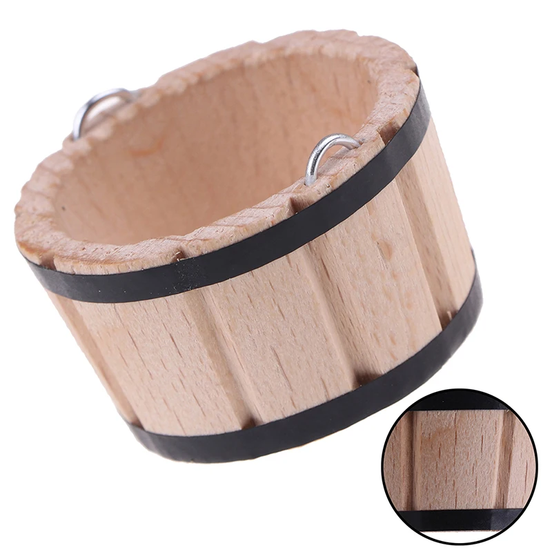 1Pc Dollhouse Miniature Wooden Basin Small Wooden Bucket 1:12 Mini Barrel Doll House Furniture Decor Accessories