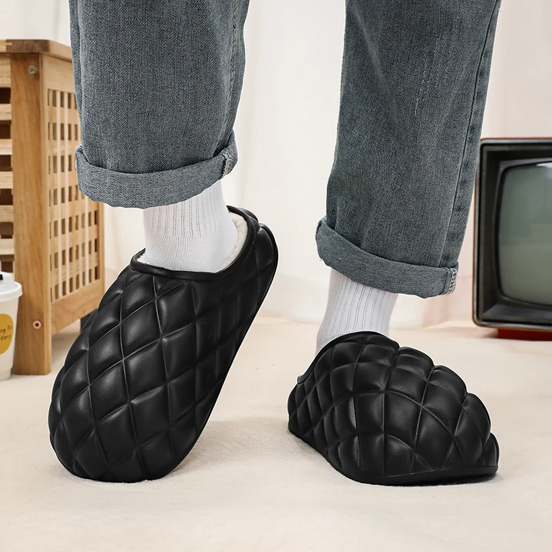 Zapatos de invierno para hombre, zapatillas informales de algodón sin cordones con punta redonda, impermeables, cómodas, combinan con todo, modelo de terciopelo, mantiene el calor al aire libre