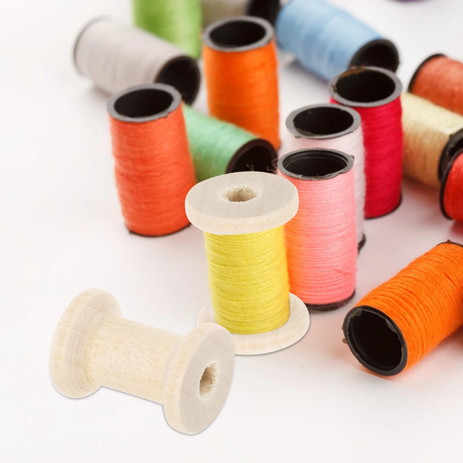 

Wooden Thread Weaving Bobbins Sewing Thread Spools Accessories Durable Unfinished Bobbin Spools Props