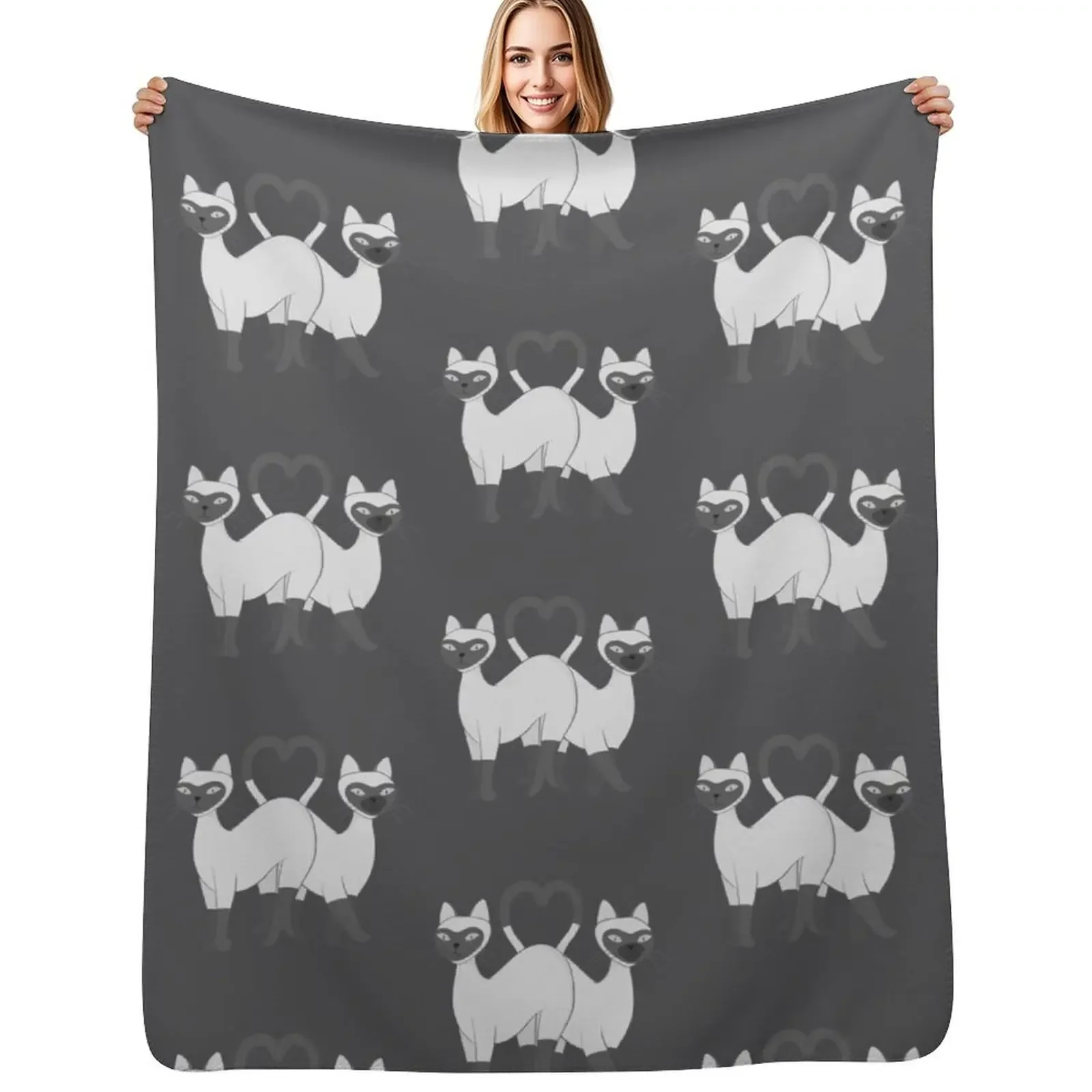 

Siamese Love Cats Throw Blanket Extra Large Throw for sofa Soft Plush Plaid Blanket
