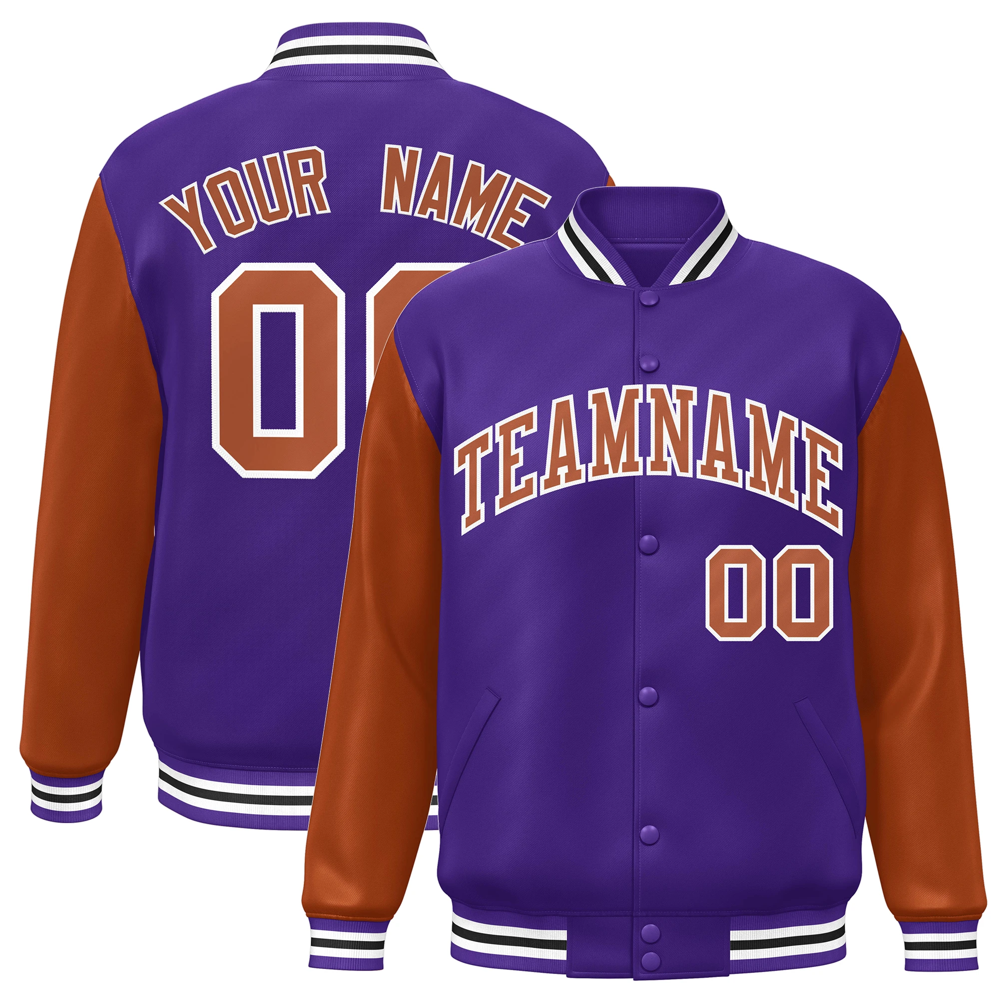 Giacca da Baseball personalizzata manica Raglan Full-Snap nome personalizzato numero Logo Varsity Letterman cappotto da Baseball sportivo