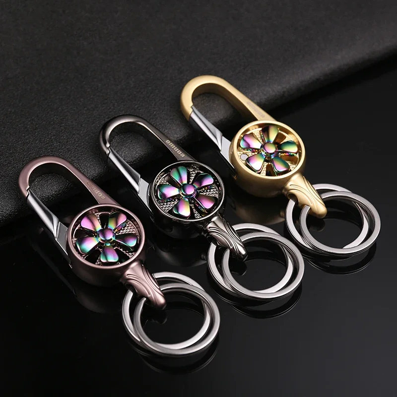 

Car Keychain Male and Female Couple Key Chain Rotating Double Ring Stainless Steel Key Ring Car Keychain Accessories