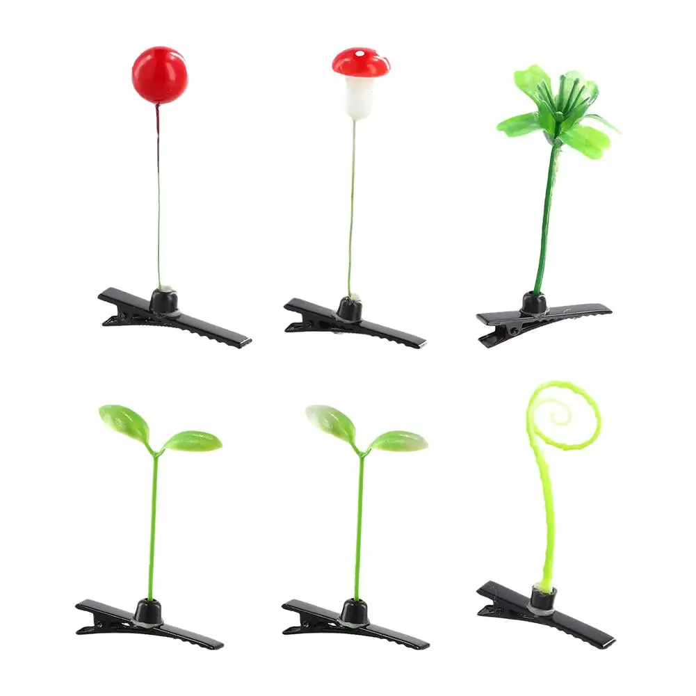 5pcs Sprout Grass Hair Clip Plant Bean Sprout Clip Hair Korean Hair Cute Mushrooms Hairpin Women Hair Plant Accessories