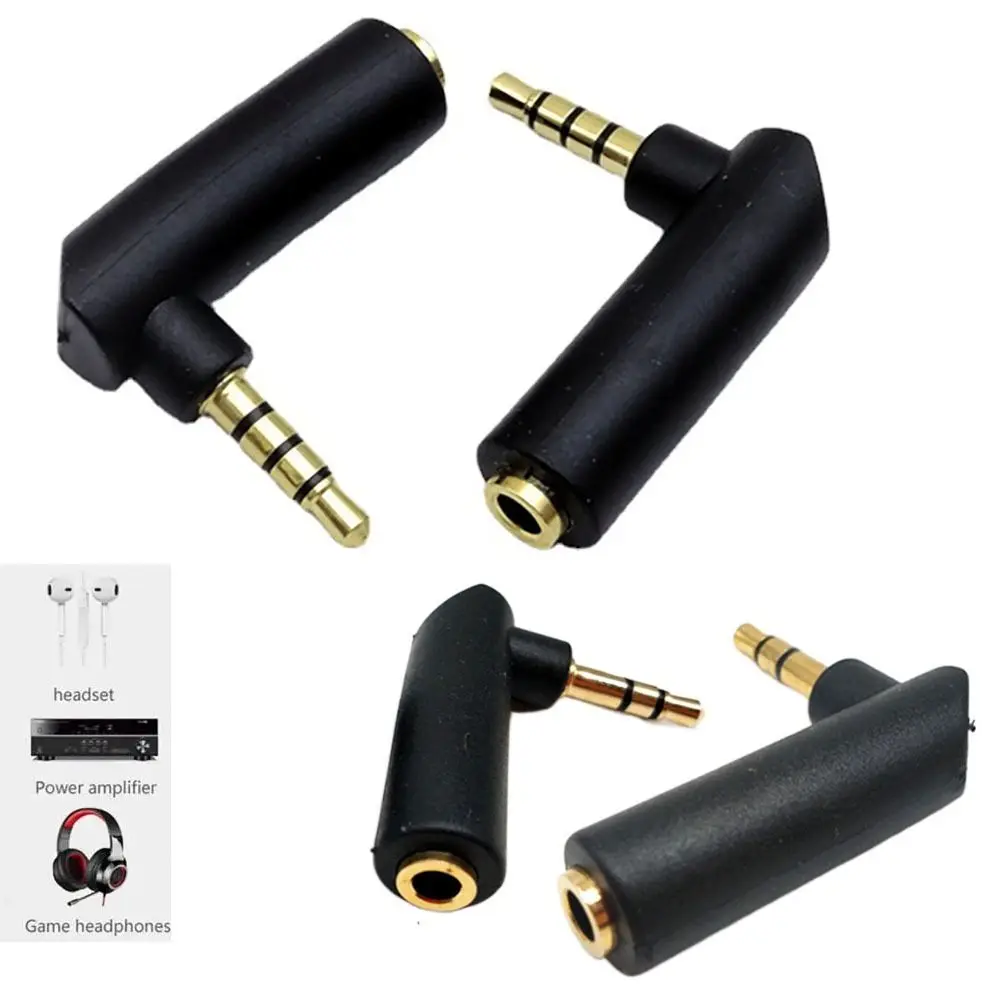 3.5mm 3/4Pole Gold-plated Connector Male to Female 90 Degree Audio Adapter Headphone Adapter L Shape Jack Adapter Connector