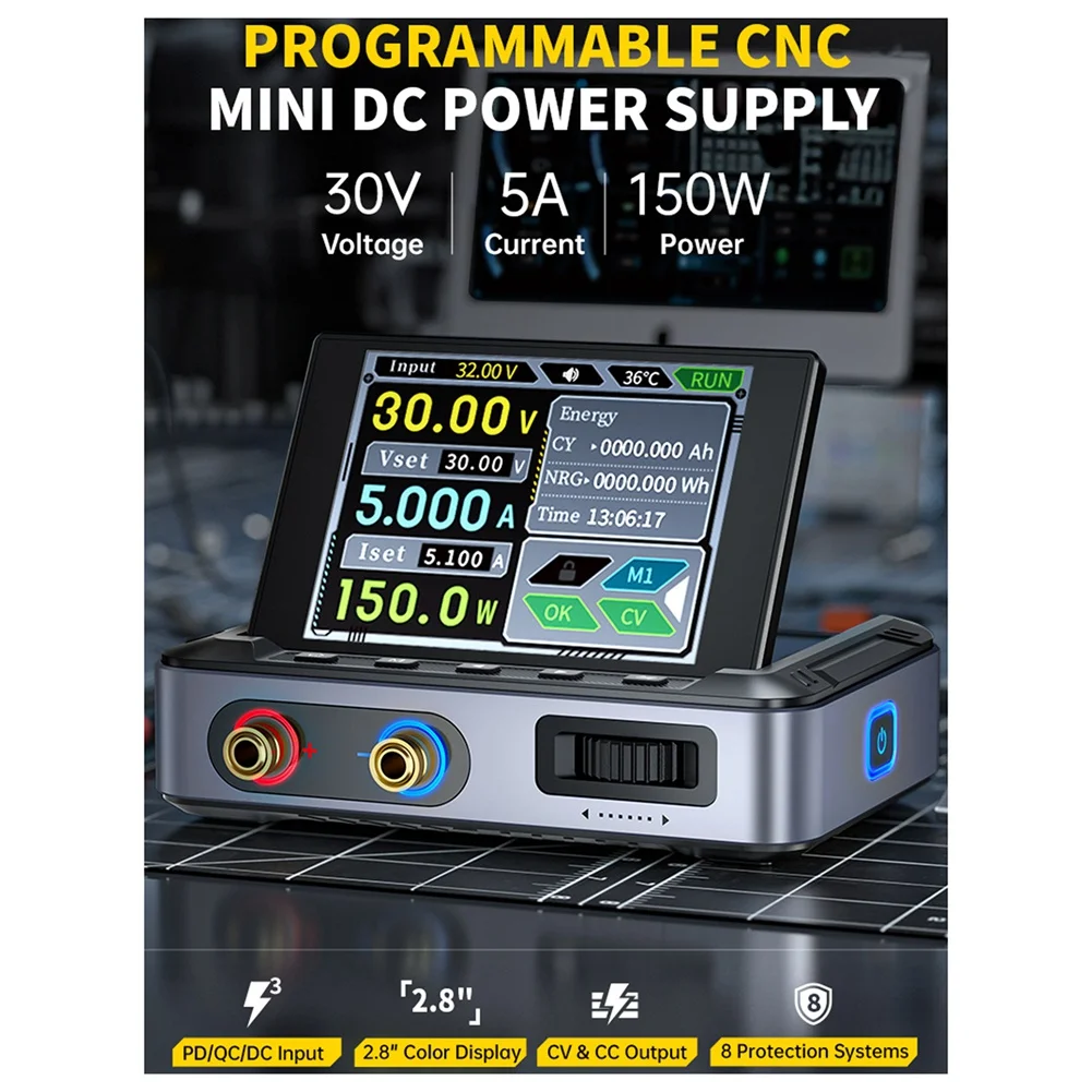HOT FNIRSI DPS-150 ห้องปฏิบัติการแหล่งจ่ายไฟ DC CNC 30V 5A หลัก Mini Regulator Switching Power Supply