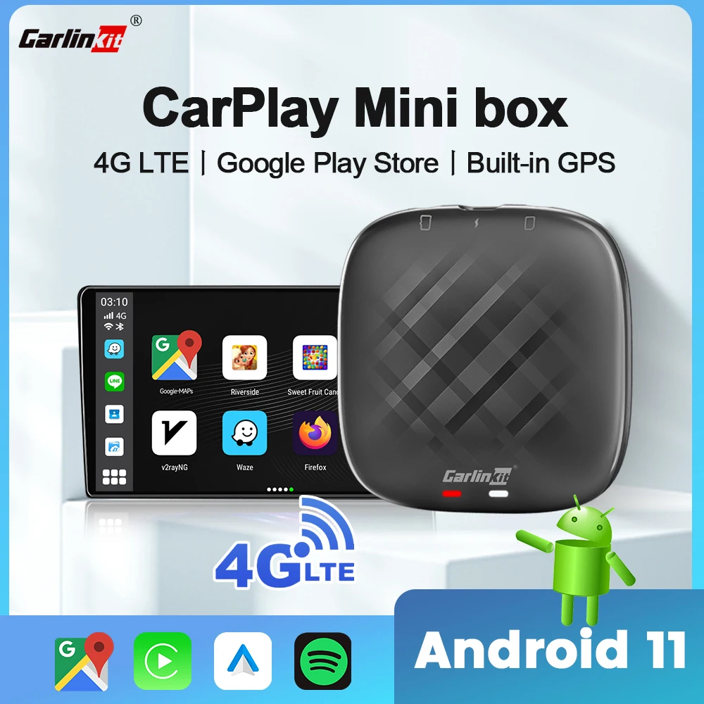 Carlinkit CarPlay Mini Ai Hộp Andoroid 11 Không Dây CarPlay Android Tự Động Cho Xe Audi Bmw Mazda Toyota Netflix You_Tube 4G LTE 128G