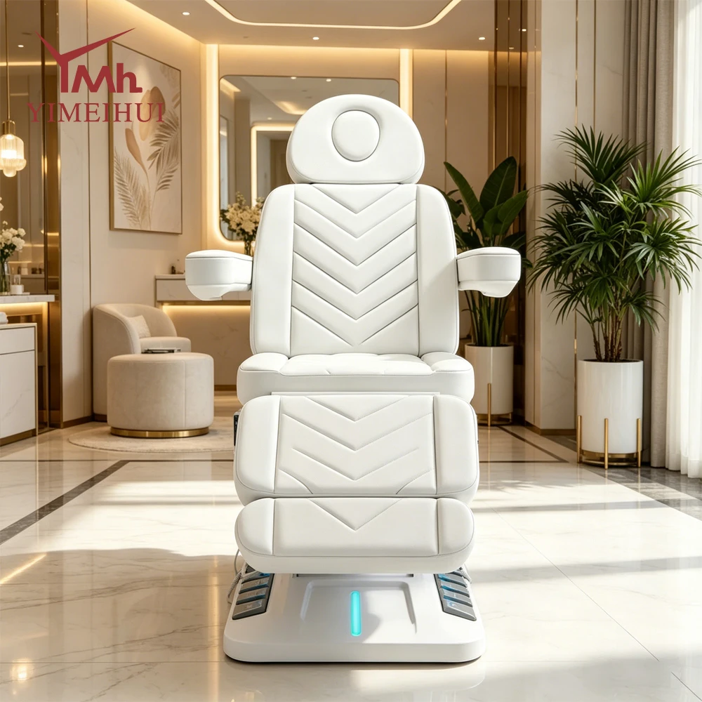 Electric Adjustable Beauty Bed 4 Motor Ambient Light Tattoo Facial Lash Spa White