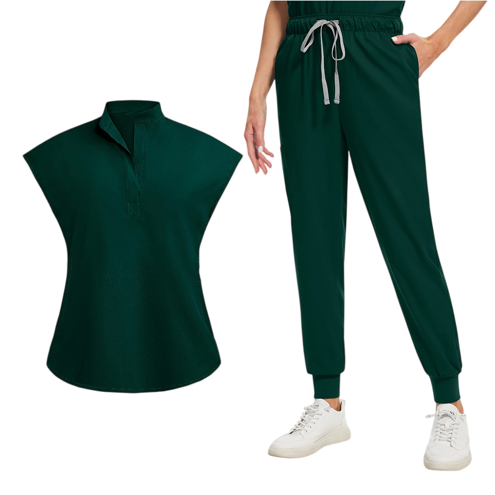 Hot Sale Anti-Wrinkle Professional Short Sleeve V-neck Scrubs Uniforms Men Unisex Hospital Clinical Surgical Nursing Work Wear