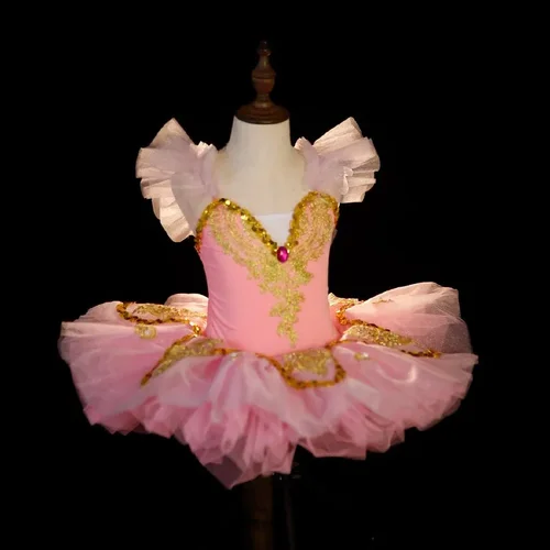 Imagen 1 del producto Tutú de Ballet profesional para niña, traje de baile del lago de los cisnes blancos, bailarinas de actuación infantil, vestido de Ballet, tutú de panqueque para niña