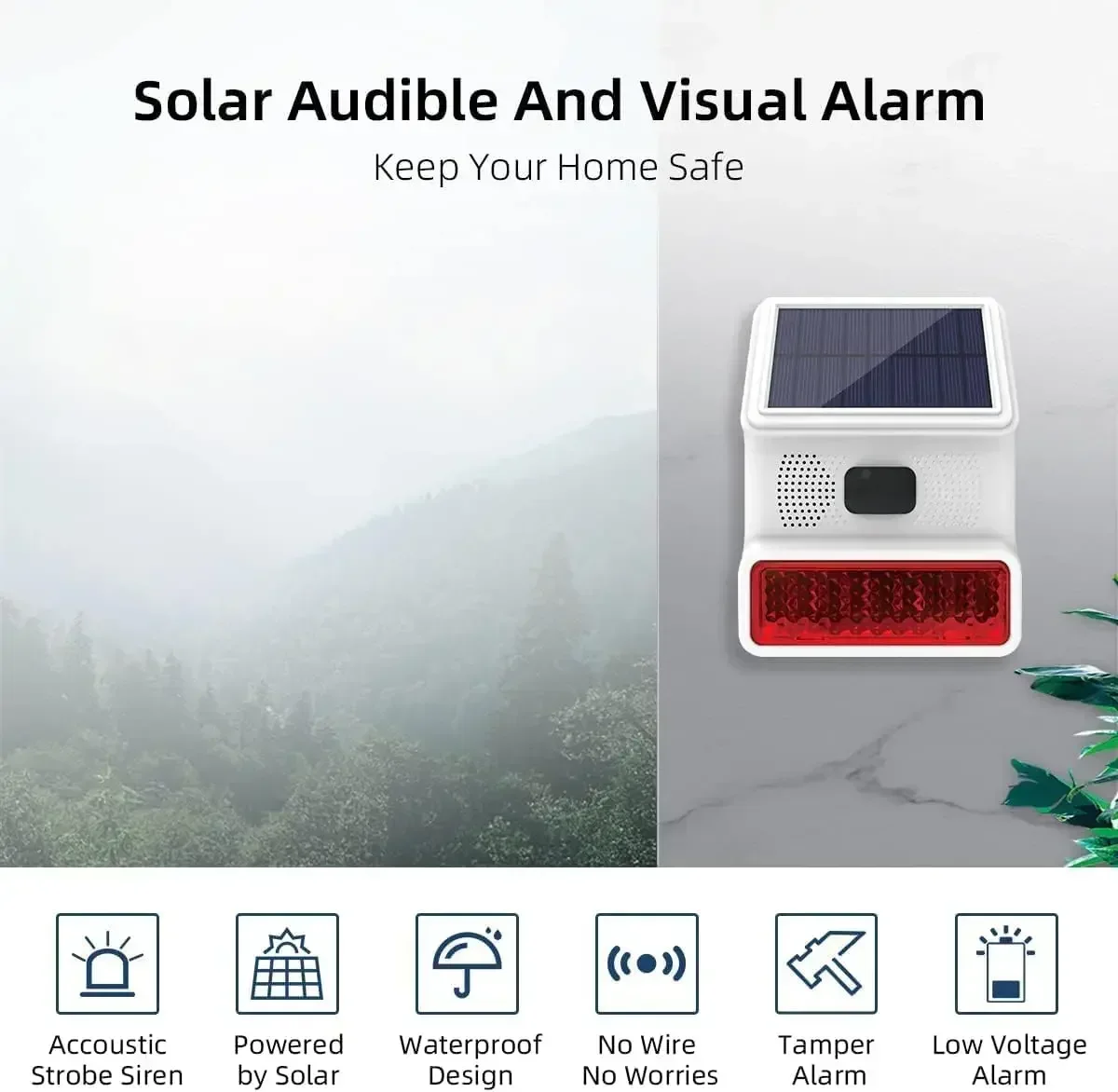 Smart Siren Alarm for Home 433MHz Burglar Wifi GSM Home Security Alarm System Solar Wireless Light Flash Strobe Waterproof Siren