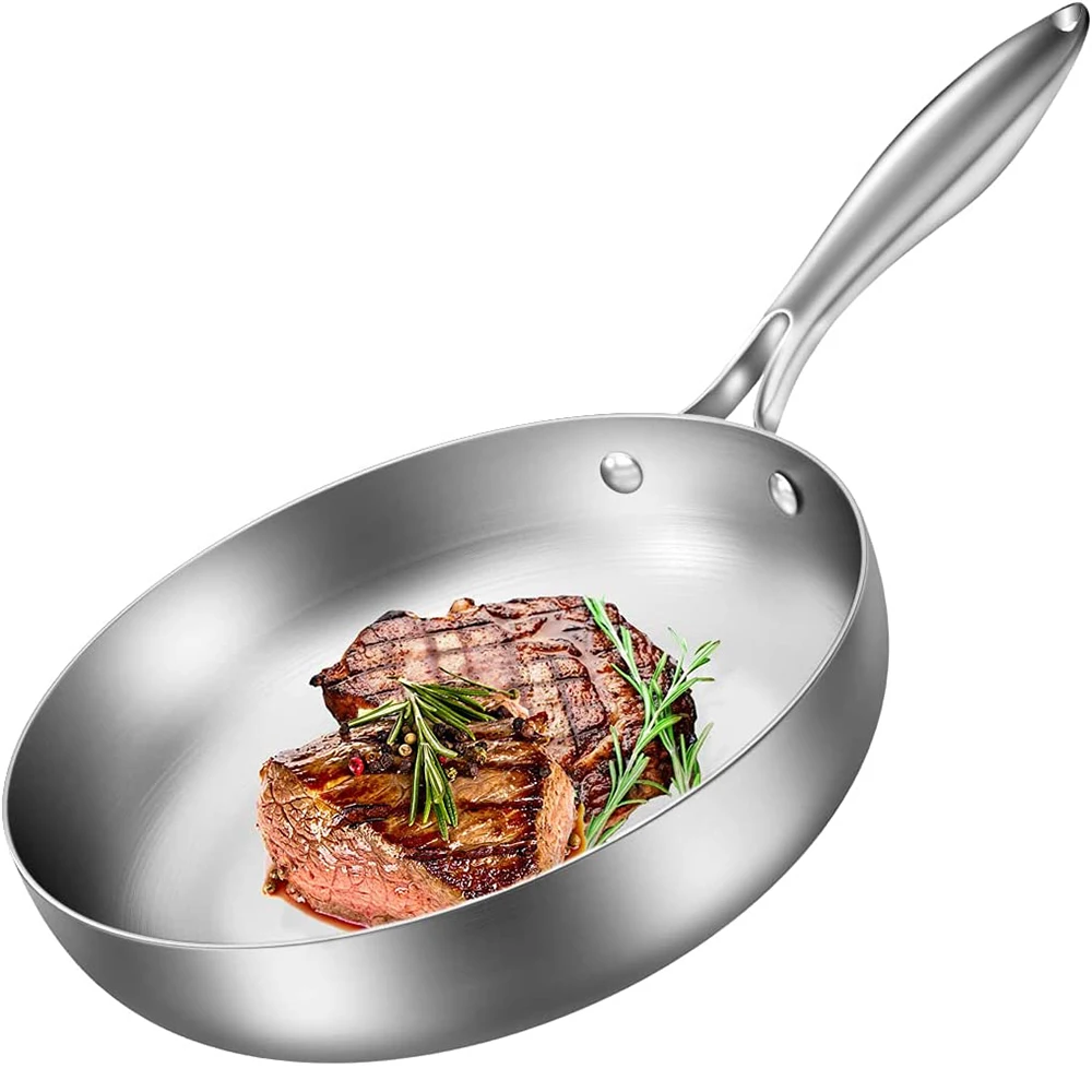 

Сковорода из нержавеющей стали 304, индукционная сковорода 28 см, сковорода без покрытия, кухонная посуда для газовой плиты и индукционной плиты