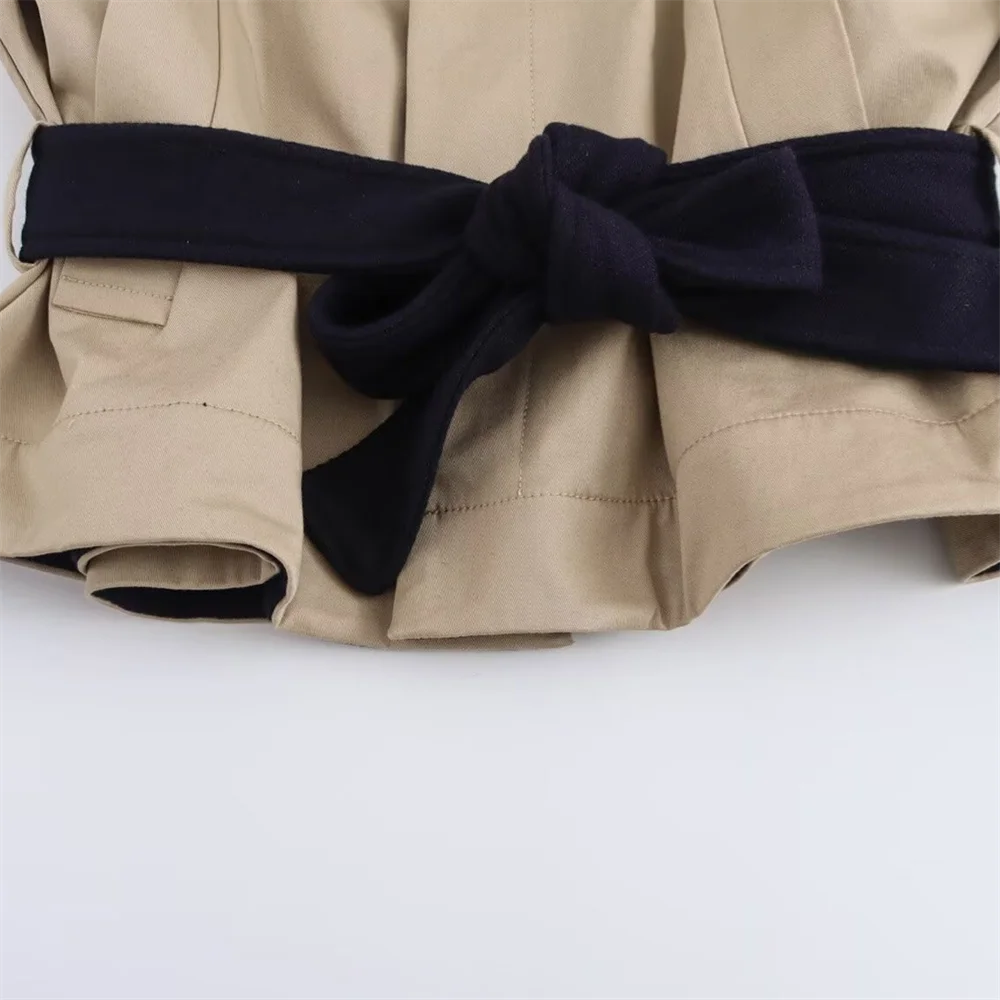 PB&ZA2024 autumn new women\'s clothing fashion temperament casual versatile belt decoration jacket simple lapel short coat