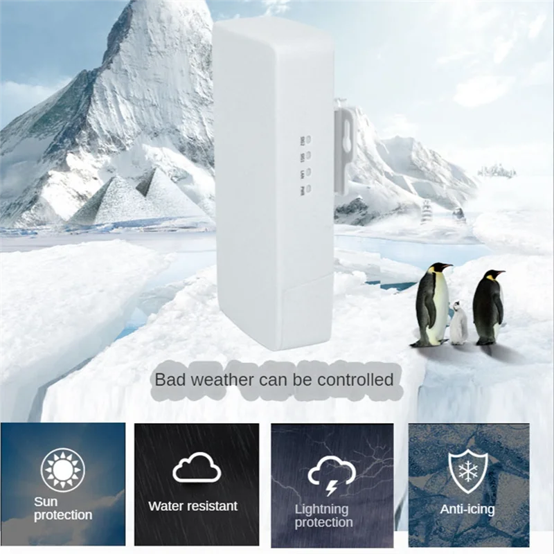 Router WIFI luar ruangan, nirkabel 2.4G Wifi Repeater 300Mbps titik ke titik penguat sinyal Wifi Rentang 1KM colokan EU