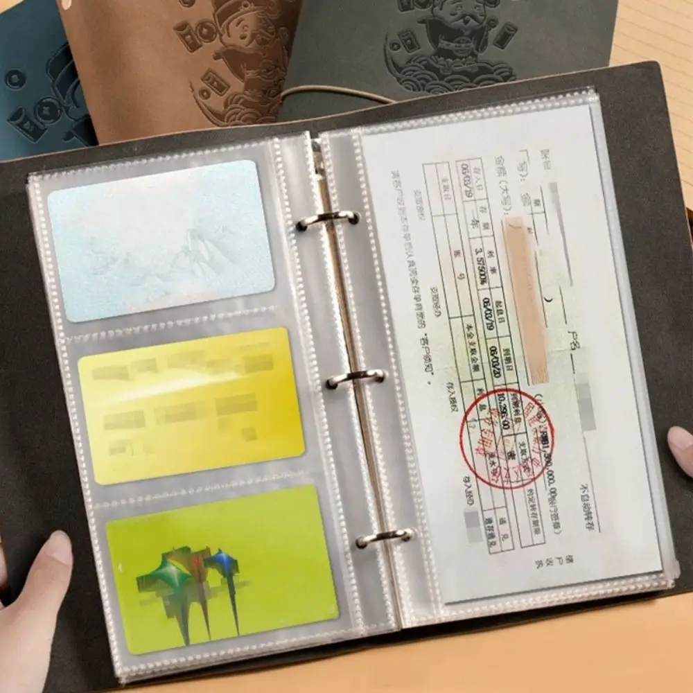 PU Leather Bill Planner Binder Loose-leaf Reusable Money Budget Binder Transparent Cash Envelopes Savings Challenges Notbook
