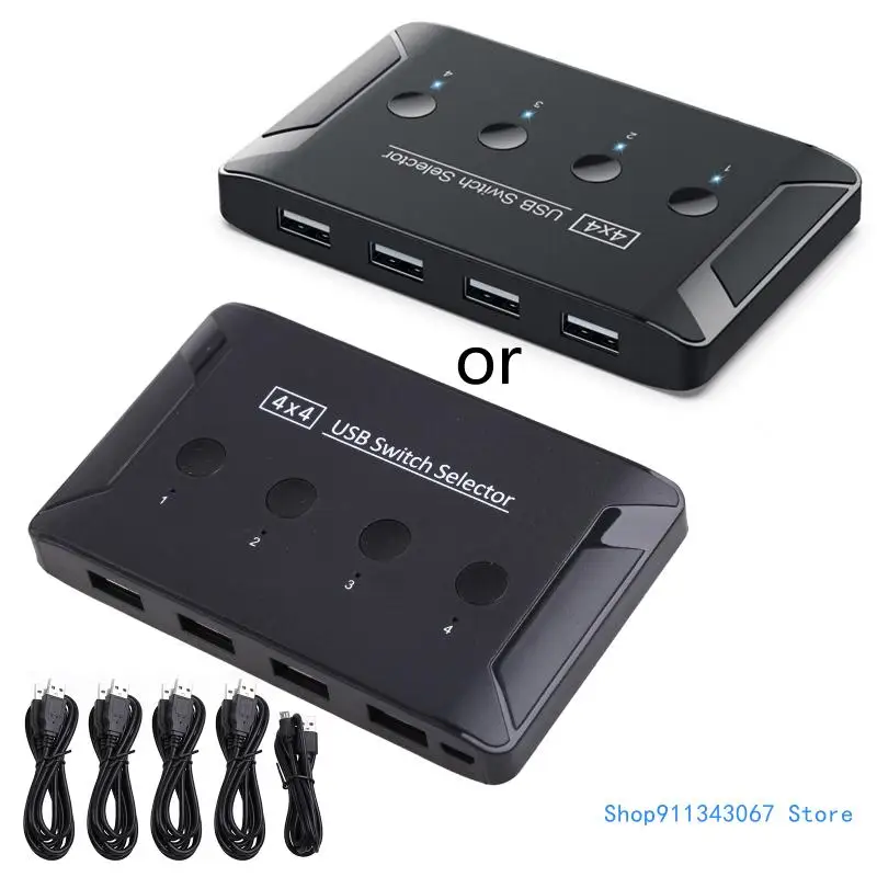 

4 Ports USB KVM 4 In 4 Out USB2.0 Keyboard Mouse Printer Shared Switcher Box Selector Drop shipping