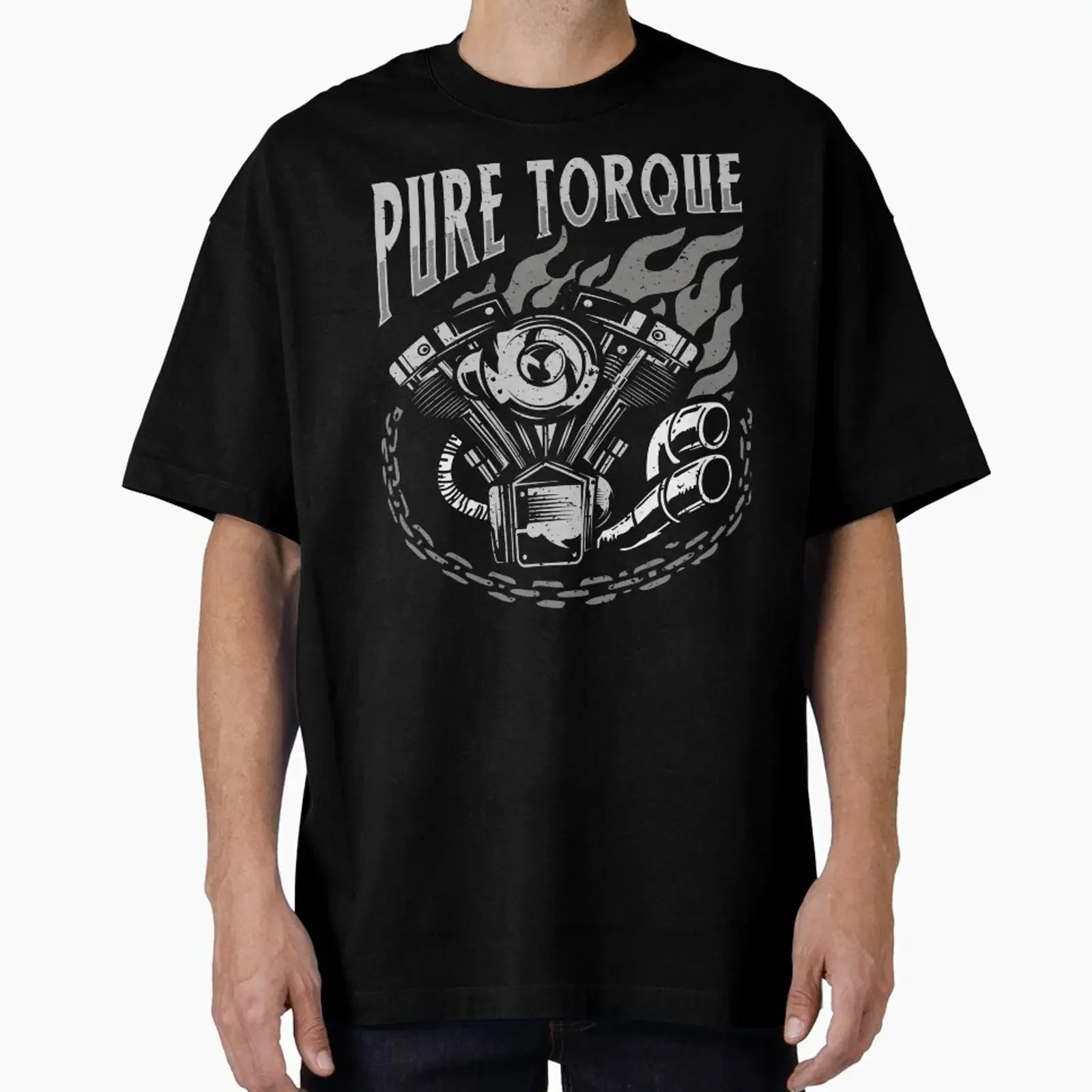PURE TORQUE Vintage Motorcycle Engine Flames designed and sold by kosongxlima vintage Washed Versatile Comfortable Breathable