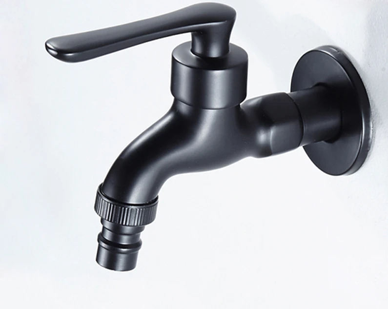 Nordic black washing machine faucet, household full copper fully automatic washing machine faucet