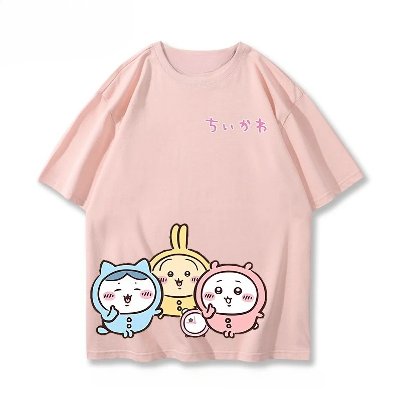 Chiikawa Group Japanese Anime Graphic T-Shirt Men Women Oversized Short Sleeve Tee Kawaii Mascot Print Casual Streetwear Top​