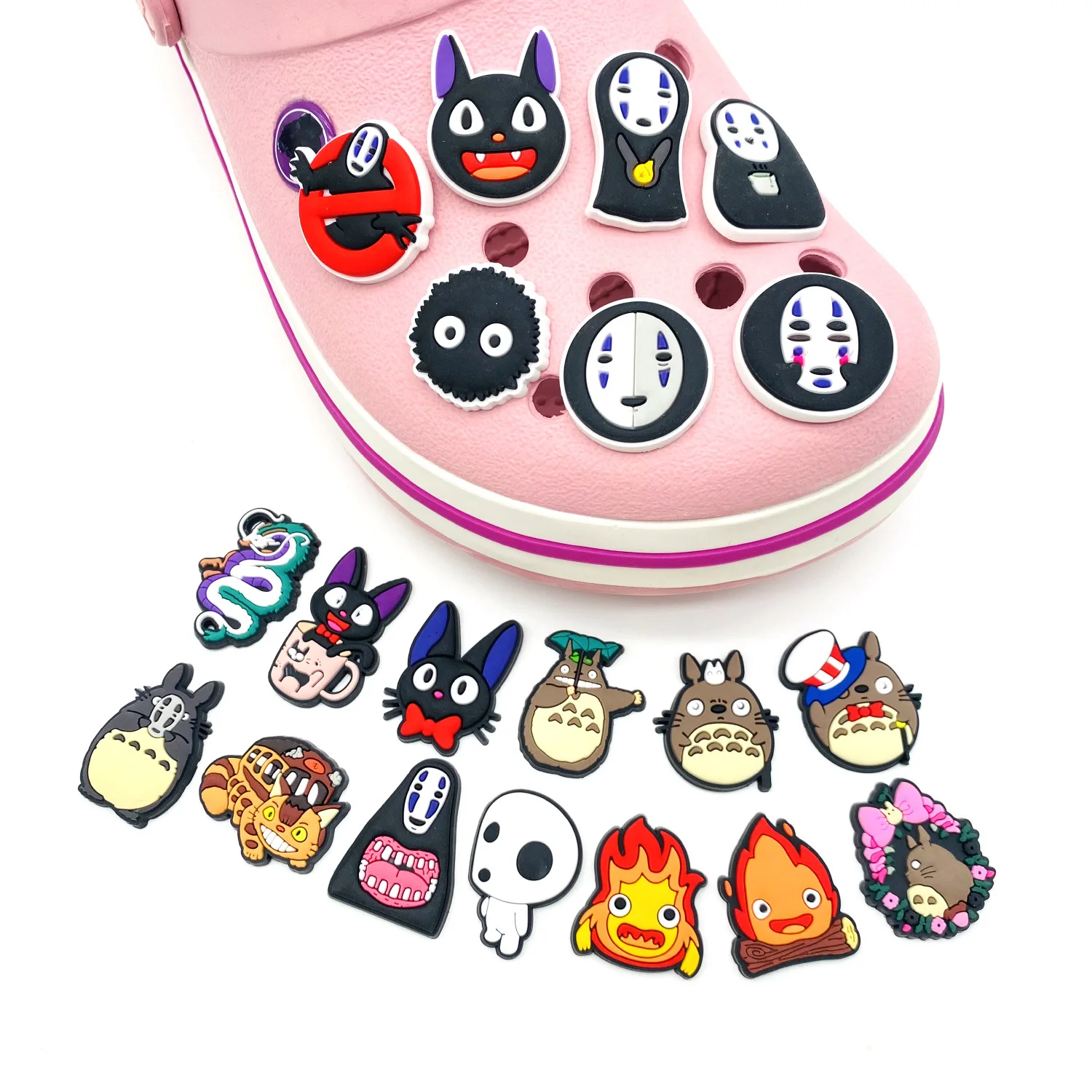 น่ารักการ์ตูนอะนิเมะ Hayao Miyazaki PVC Charm รองเท้าสวนรองเท้า Clogs รองเท้าแตะ DIY ตกแต่งของขวัญวันเกิด