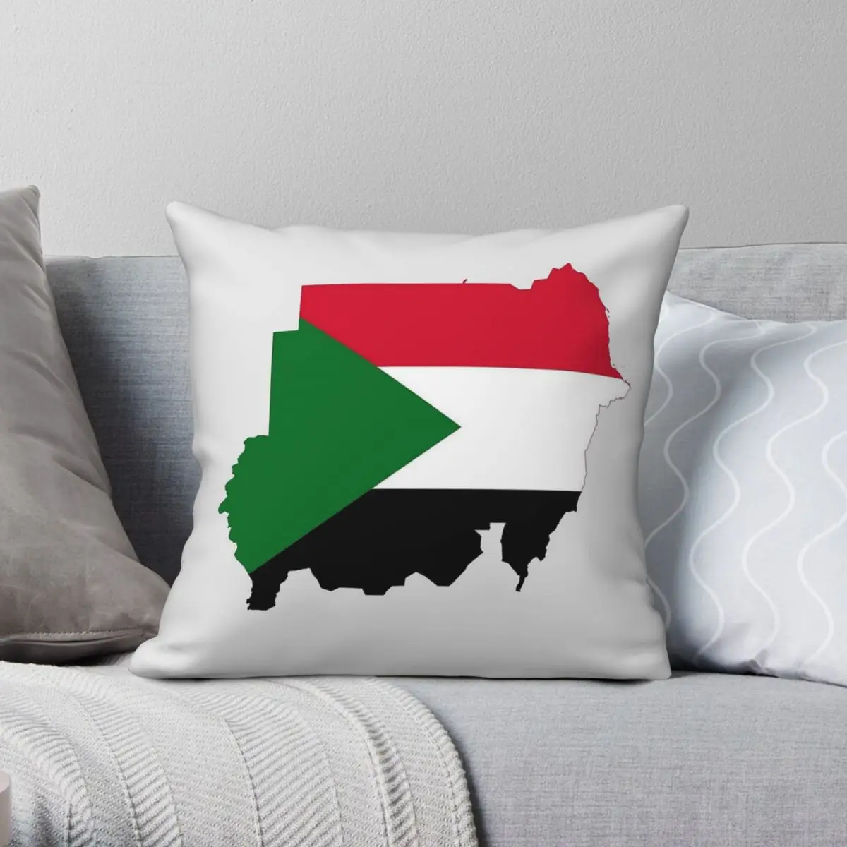 Flag Map Of Sudan Square Pillowcase Polyester Linen Velvet Pattern Zip Decorative Pillow Case Car Cushion Cover Wholesale 45x45