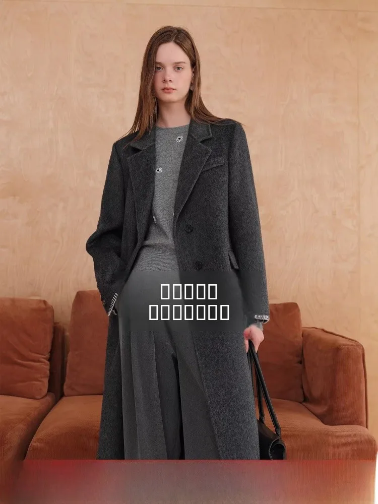 

Fensi Lanen Diamond Series Double-Faced Woolen Coat with Special Embroidery for Women oulder-Length Suit Sle Autumn Winte...