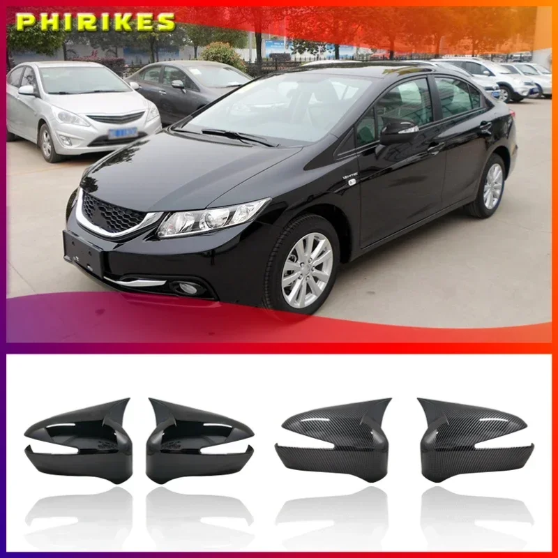 

2 Pieces High Quality Abs Plastic Bat Style Mirror Covers Caps RearView Piano Black For Honda Civic 8th gen 2006-2012 FD6