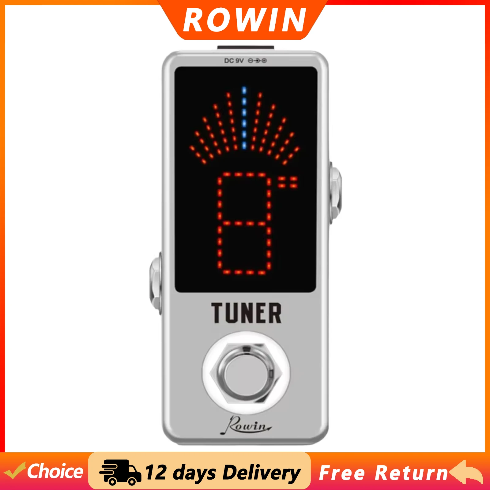 Rowin LT-910 Guitar Pedal Tuner High Precision Chromatic Tuner Effect Pedal LED Display True Bypass Guitar Parts & Accessories