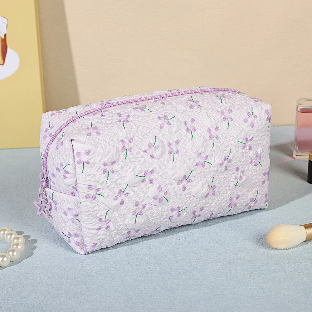 Trousse de maquillage à motif de fleurs pour femmes, trousse à cosmétiques, trousse de toilette, trousse à fermeture éclair, trousse de voyage pour poudres lavantes, trousse de maquillage féminine, nouveau