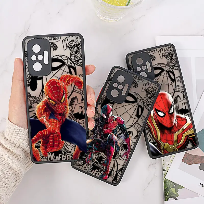 Marvel Spider Man Phone Case For Redmi Note 12s 8 9 10 11 12 Pro Plus 5G Redmi 7A 8A 9A 9C 10C Cover 9Pro Spiderman Clear Fundas