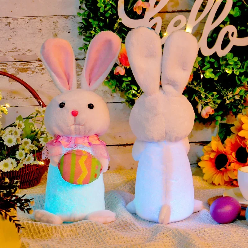 Giocattolo di peluche di coniglio illuminato Simpatico peluche colorato illuminato Coniglio di peluche Bambola Kawaii Bunny Peluche Regalo di Pasqua per i bambini