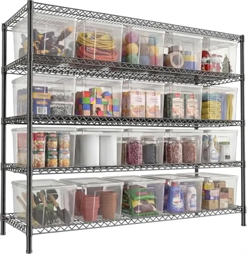 Heavy Duty 5 Tier Metal Wire Shelving Unit Garage Basement Pantry Commercial Storage Rack 71 Height