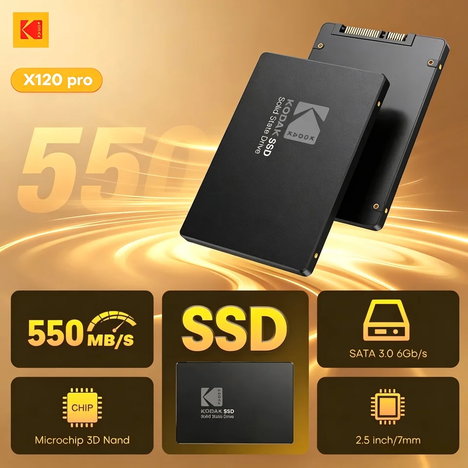 Kodak SSD Sata 2.5 Inch Solid Disk 6GB/S Microchip 3D Nand 550Mb/s