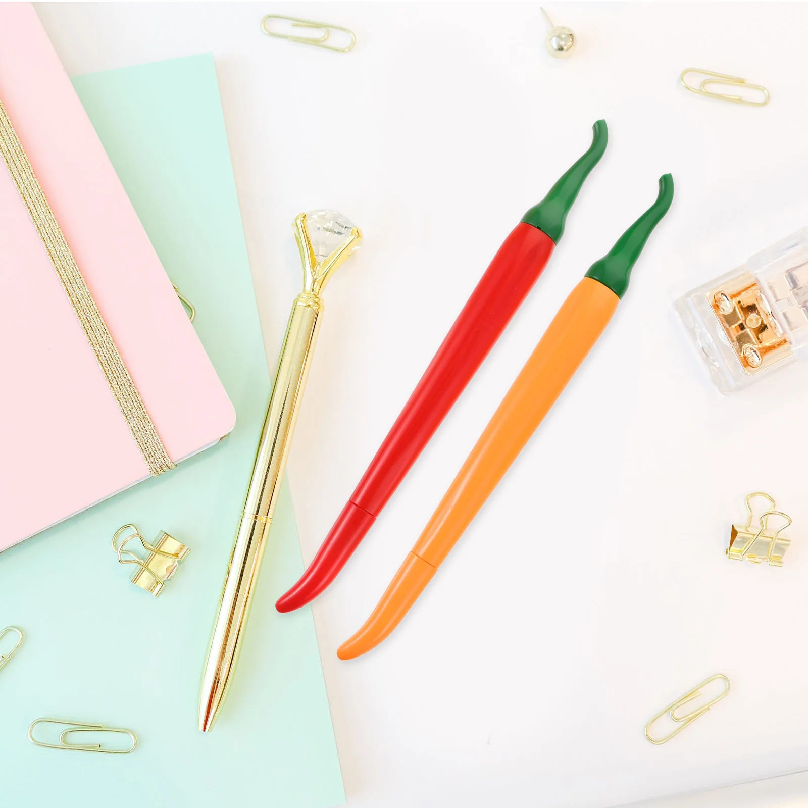 14Pcs Chili Shaped Gel Ink Pens Creative Cartoon Design Smooth Writing School Accessories Chili Shaped Pen Fine Tip Pens