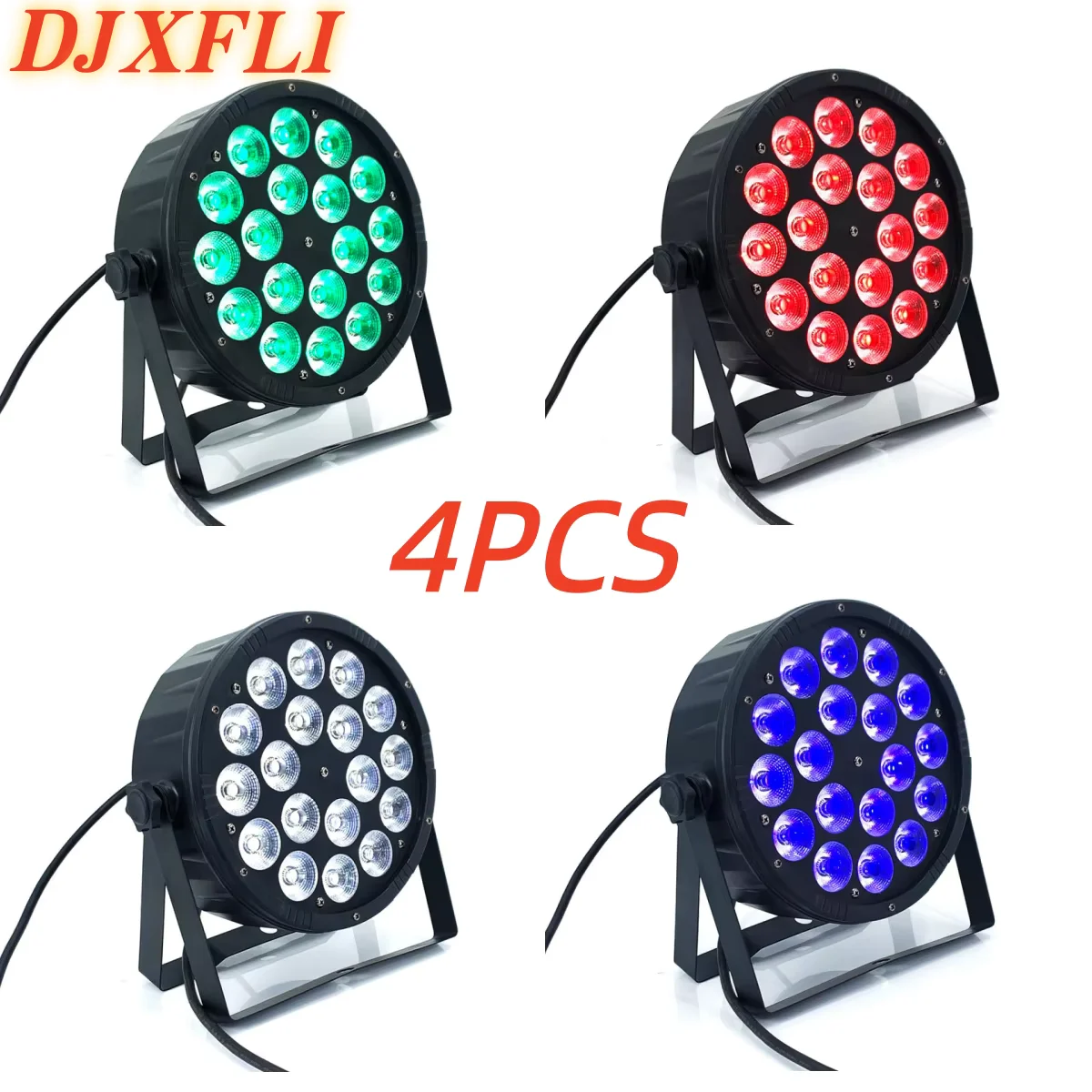 

Комплект из 4 шт. (18 ламп) 60W LED RGBWA UV Par-прожекторов для сценического освещения, профессиональная система цветовой подсветки