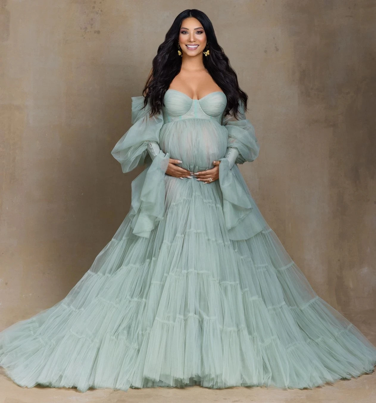 sage green maternity dress for photoshoot Maternity Infinity Dress Bridesmaid Multiway Convertible Dress Made in