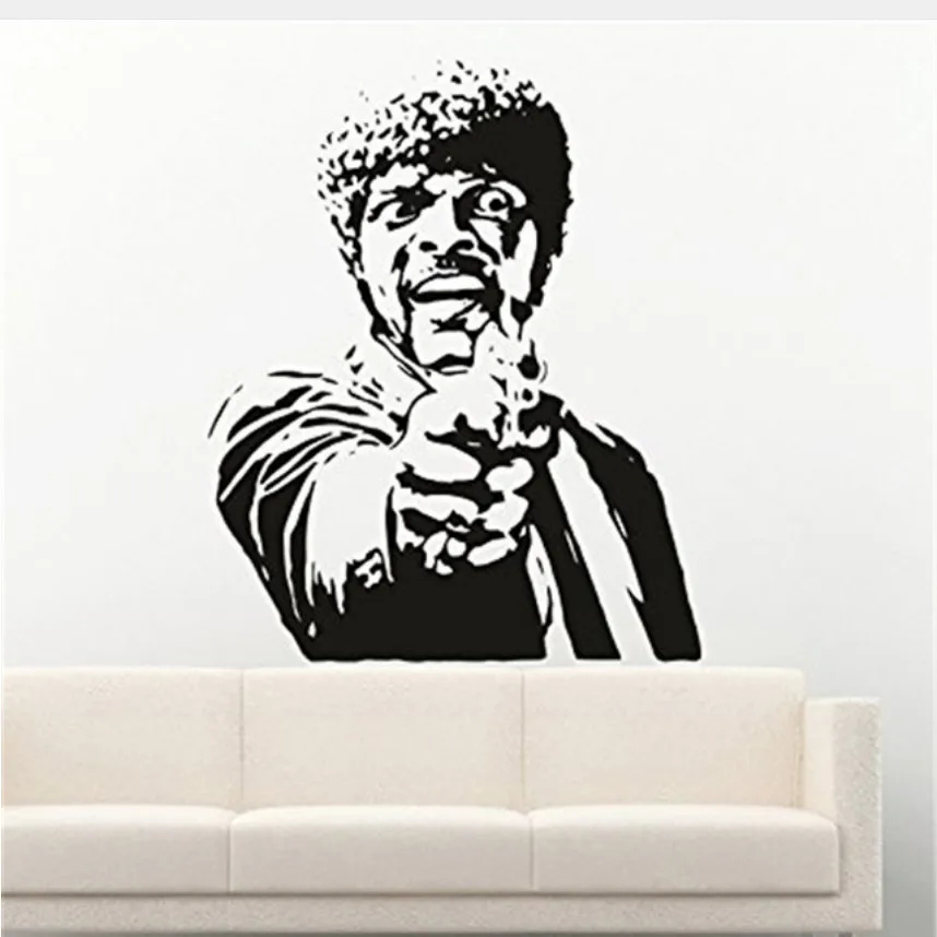 Samuel L. Jackson Wall Sticker Art  Bedroom Decal Mural   Decor self-adhesive removeable black  and white
