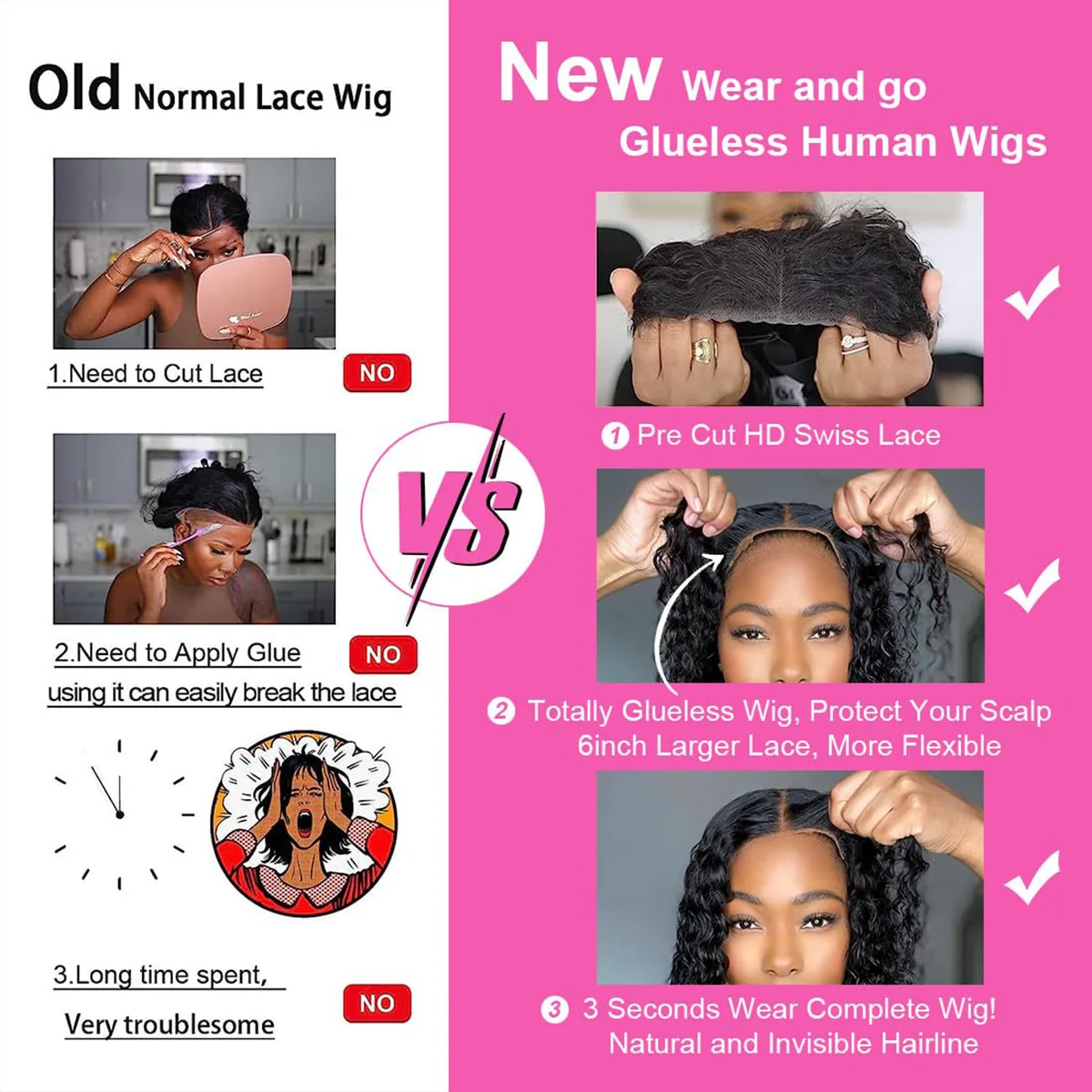 450 Density Ombre Brown Kinky Curly Head Band Wig 100% Human Hair Glueless Wigs for Black Woman Wera and Go Glueless Wigs - view 6