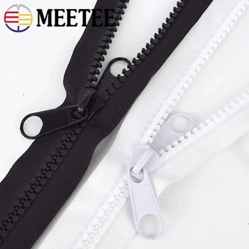 1/2/3/4/5M Meetee 10# Double Sided Zipper Open-end Resin Zippers with Slider for Sewing Jacket Coat Tent Long Zip DIY Accessory