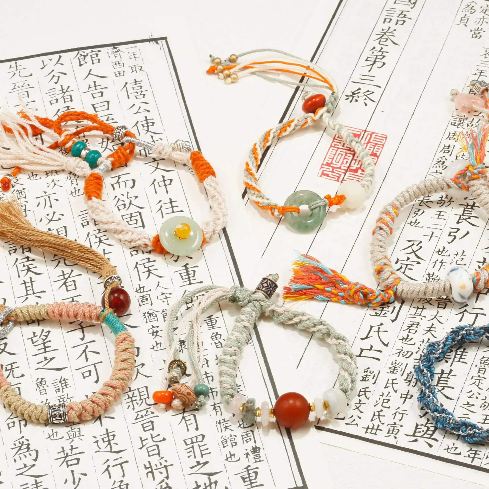 Pulsera de cuerda tejida a mano antigua China, joyería de alta gama, nueva literatura china y arte étnica, suerte