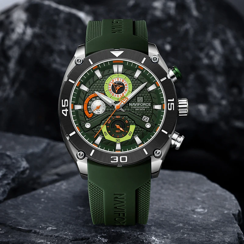 NAVIFORCE Boy Chronograph Clock Casual Wild Waterproof Watch Man’s Sports Quartz  Male Wristwatch Creative Soft Silicone Strap