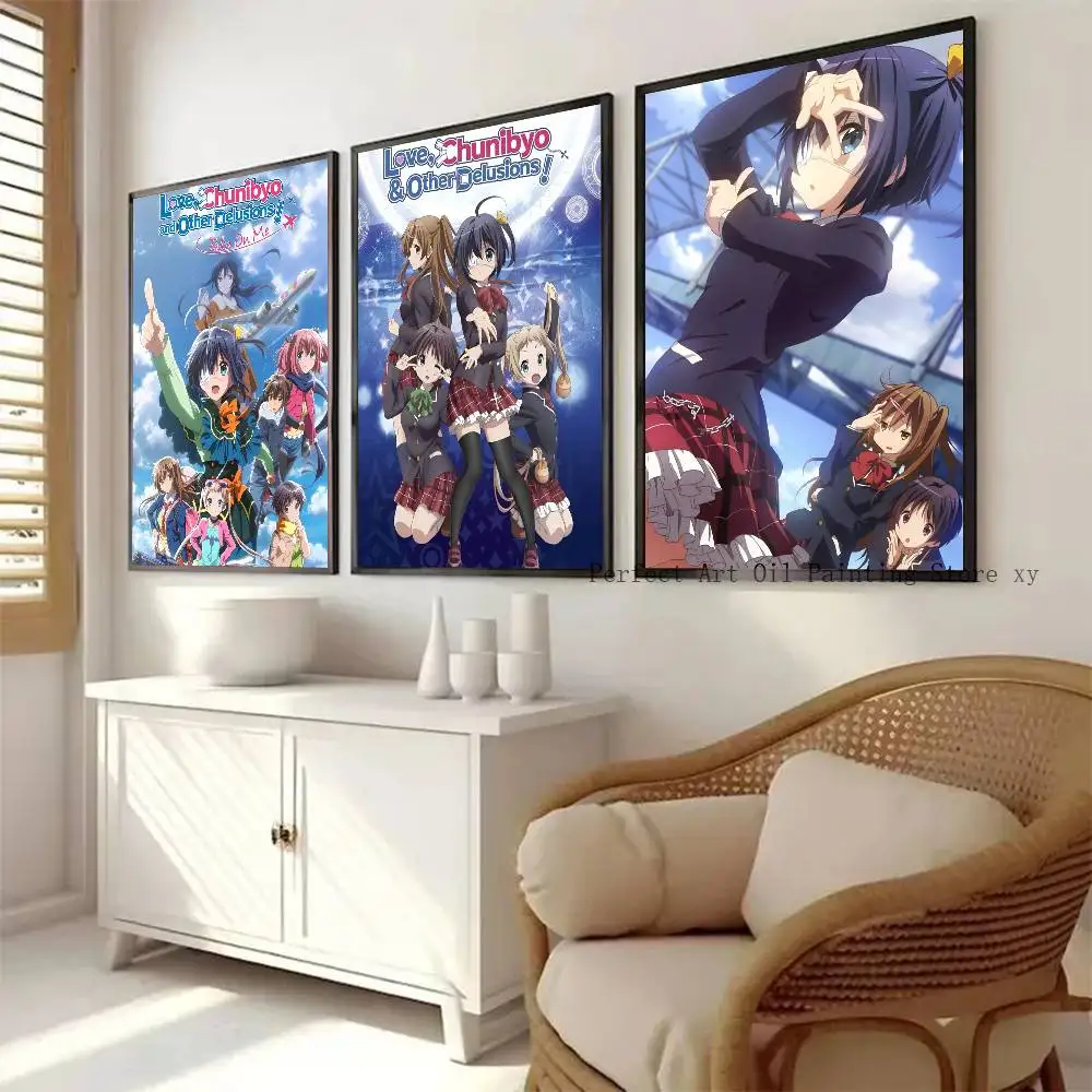 1 قطعة أنيمي الحب Chunibyo الأوهام الأخرى المشارك ذاتية اللصق الفن ورق مقاوم للماء ملصق مقهى بار غرفة جدار ديكور