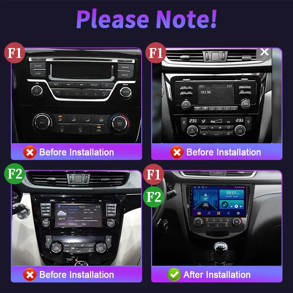 Android 14 For Nissan Qashqai J11 Nissan X trail T32 2014-2017 AT Car Radio Multimedia Navigation 4G GPS BT CarPlay Touch Screen