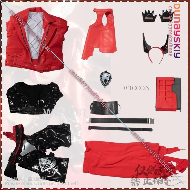 Juego de Anime NIKKE, disfraz de Caperucita Roja, chaqueta Sexy de PU, sujetador, pantalones, traje, pelucas para niña y mujer, juego de rol de Halloween