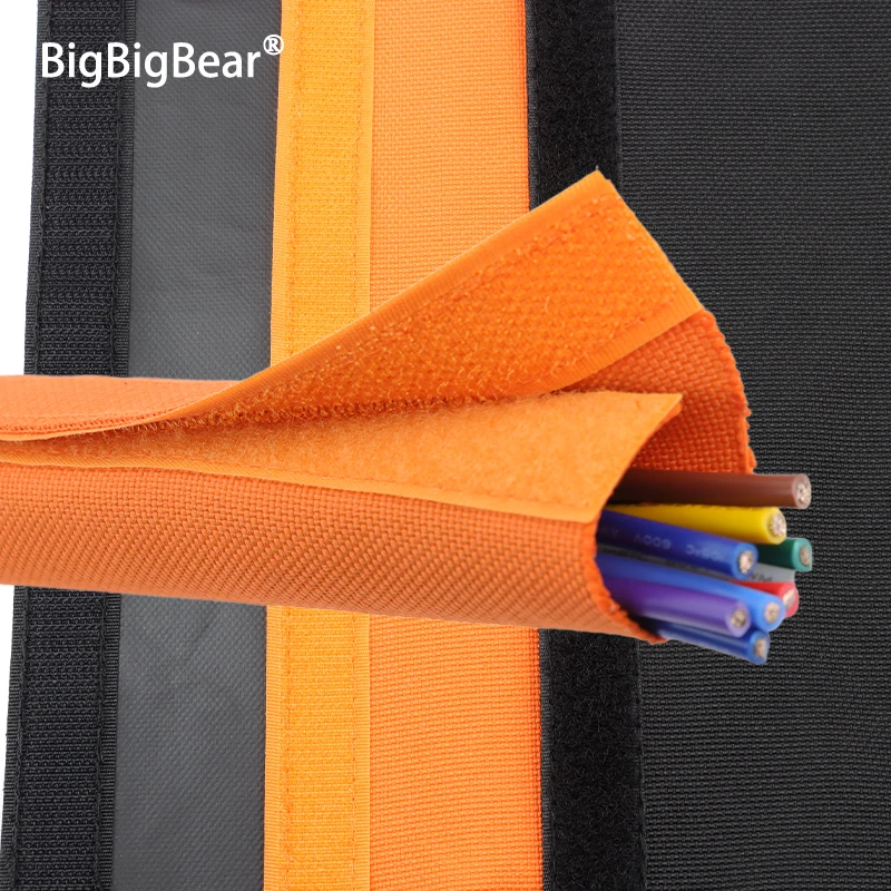 16 ~ 100mm  Reusable Self-adhesive PET Cable Sleeve PVC Waterproof Velcro Harness Sheath Management Line Wrap Protect Organizer