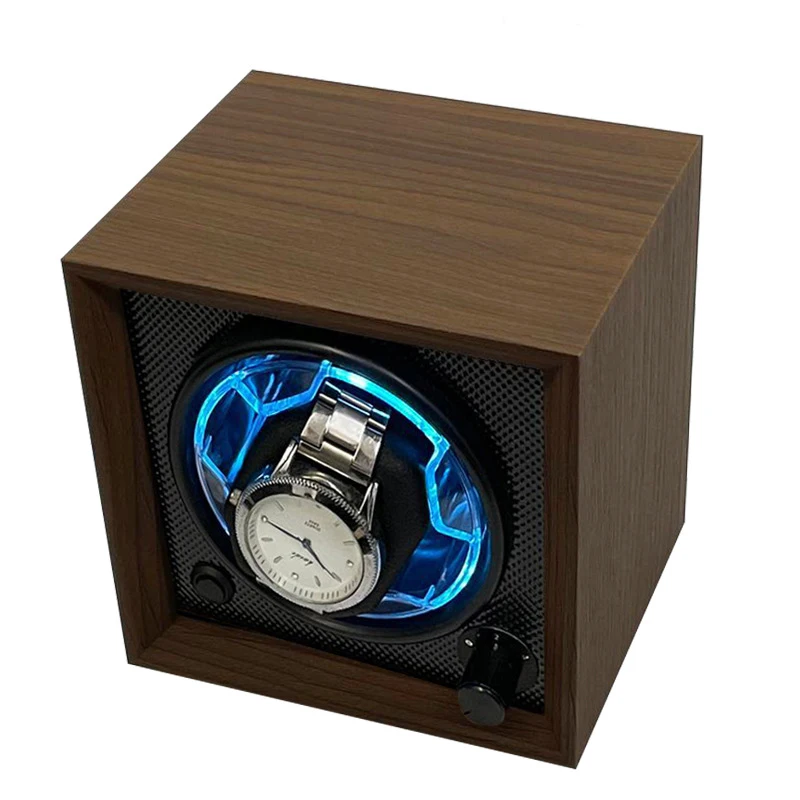 Watch Winder For Automatic Watches, Wooden Automatic Watch Winder Box With Flexible Pillow And LED Atmosphere Lamp Watch Winder