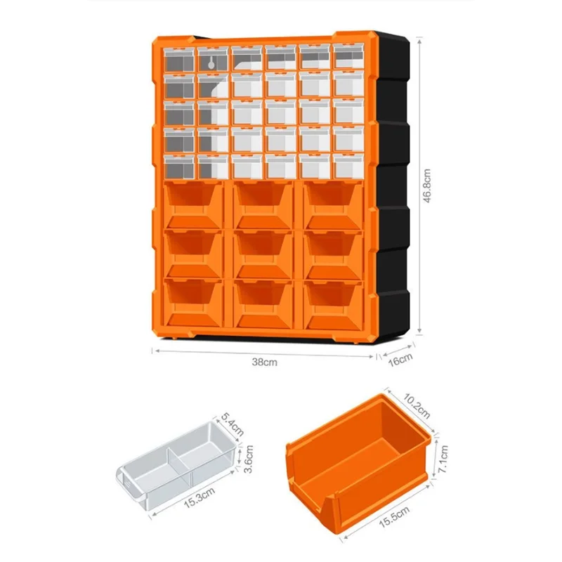 LEADLOONG Plasitc Wall-mounted Storage Box Drawers Type Tools Storage Cabinet Detachable Cell Parts Storage Box