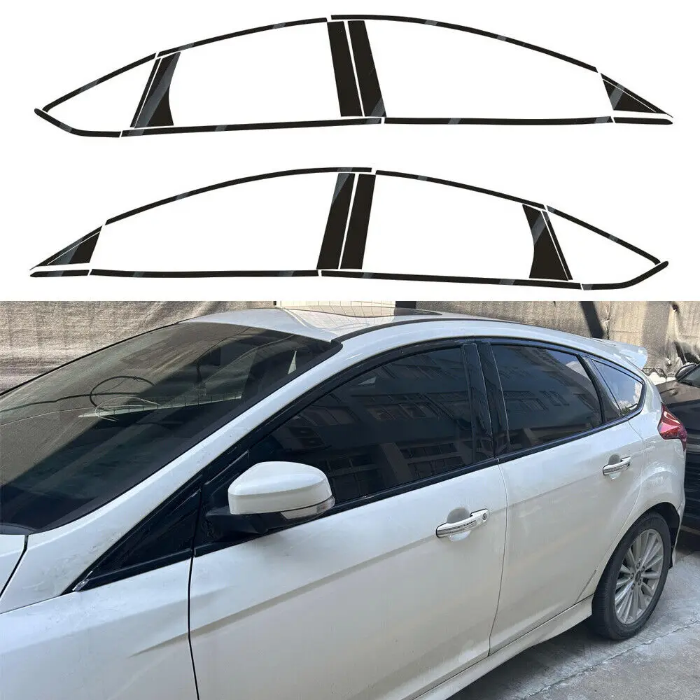 Matte/Glossy Black Chrome Delete Window Trims For Ford Focus 2012-2018 Hatchback